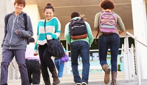 students walking